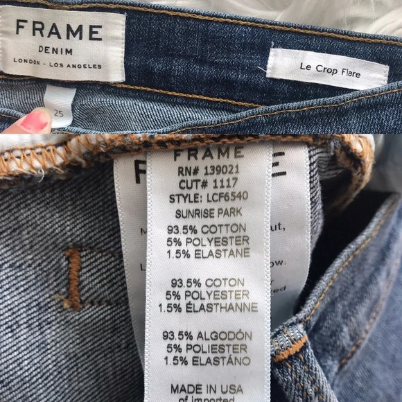 FRAME Le Crop Flare Jeans Sunrise Park Vintage Casual Denim Women’s 25 - Picture 8 of 8